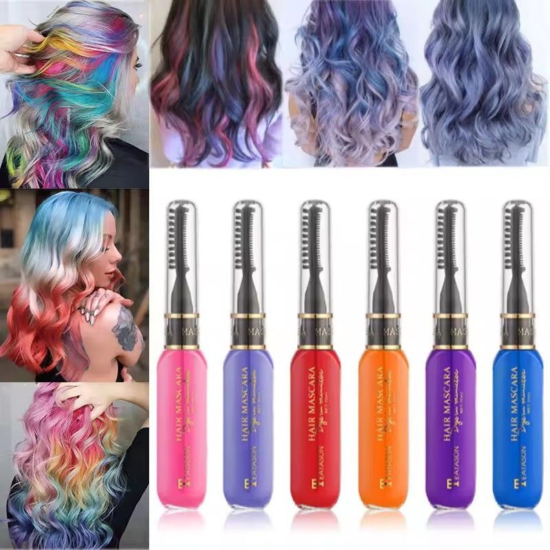 1 PC 13 Colors One-off Hairs Color Disposable Hair Coloured Mascara Beauty Tool Washable Non-toxic DIY Hair Wax Blue Grey Purple