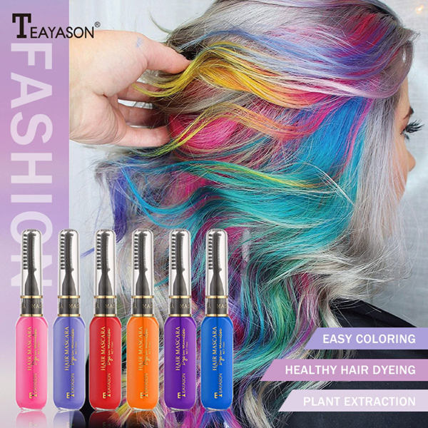 1 PC 13 Colors One-off Hairs Color Disposable Hair Coloured Mascara Beauty Tool Washable Non-toxic DIY Hair Wax Blue Grey Purple