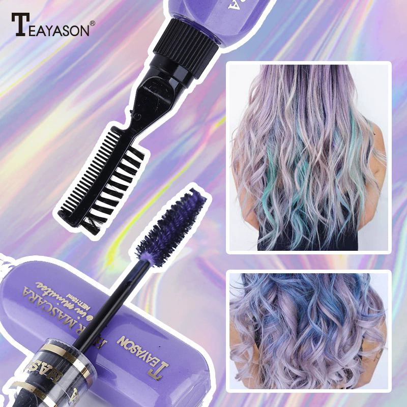 1 PC 13 Colors One-off Hairs Color Disposable Hair Coloured Mascara Beauty Tool Washable Non-toxic DIY Hair Wax Blue Grey Purple