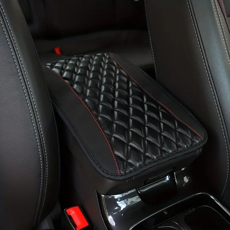 1pc Sponge And PU Leather Armrest Pad Cover Center Console Mat Car Accessories