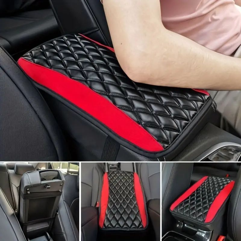 1pc Sponge And PU Leather Armrest Pad Cover Center Console Mat Car Accessories
