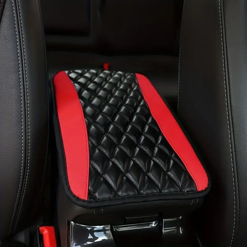 1pc Sponge And PU Leather Armrest Pad Cover Center Console Mat Car Accessories