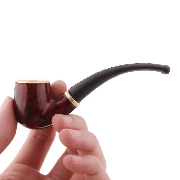 Smoking Set Ebony Pipe Handmade Brown Pipe Wood Pipe Classic Bend E-1188
