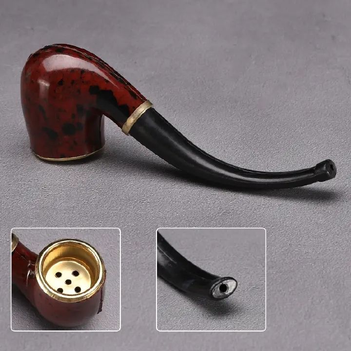 Smoking Set Ebony Pipe Handmade Brown Pipe Wood Pipe Classic Bend E-1188