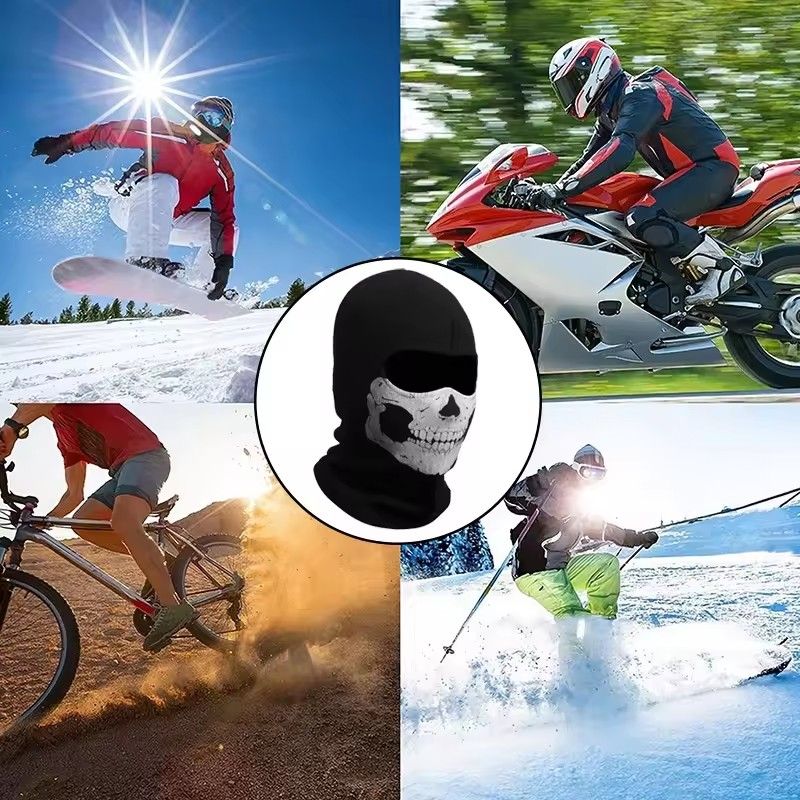 Bicycle Balaclava Full Face Mask Skull Print Motorcycle Full Face Mask Windproof Skiing Head Neck Warmer Bicycle Helmet Liner 
 FZ-479