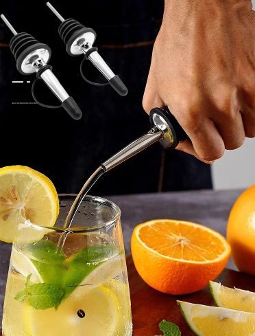 2PCS Wine Bottle Pourer Stopper Stainless Steel Wine Liquor Spirit Pourer Free Flow Wine Bottle Pour Spout Stopper Bar Tool