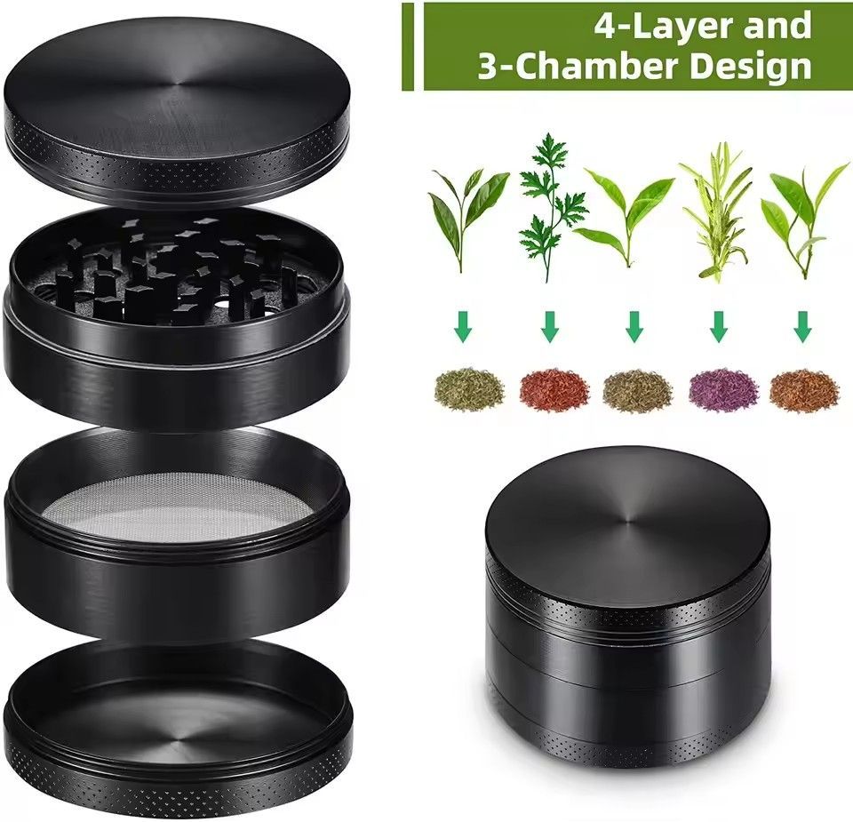 Binhurst 4 Layers Metal Spice Crusher abrader Leaves Grinder Accessories Spice crusher Grinder Detectors Tools High Quality B2-150-2