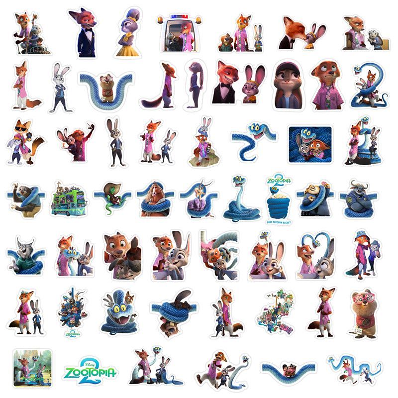 55PCS Disney Cartoon Movie Zootopia Stickers Cute Anime Graffiti Decals for Kids Toy DIY Stationery Notebook Phone Sticker