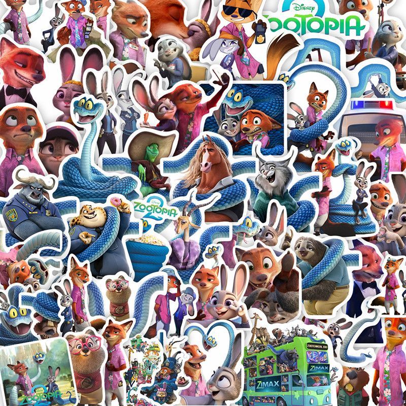 55PCS Disney Cartoon Movie Zootopia Stickers Cute Anime Graffiti Decals for Kids Toy DIY Stationery Notebook Phone Sticker