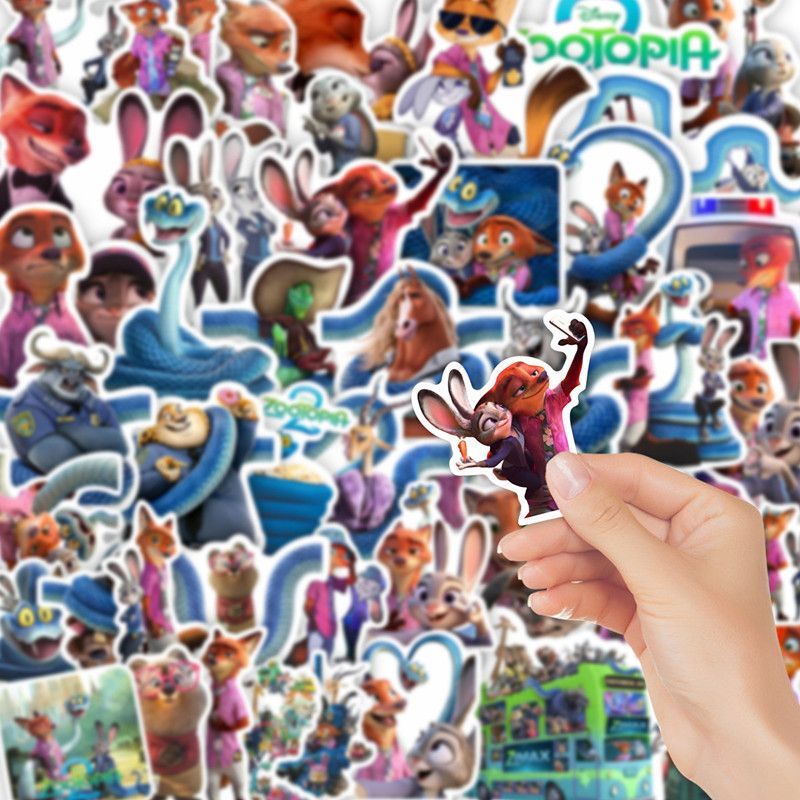 55PCS Disney Cartoon Movie Zootopia Stickers Cute Anime Graffiti Decals for Kids Toy DIY Stationery Notebook Phone Sticker