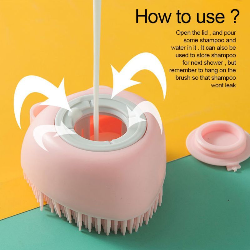 Soft Silicone Dog Brush Pet Shampoo Massager Bath Brush Bathroom Puppycat Washing Massage Dispenser Grooming Shower Brush E-914