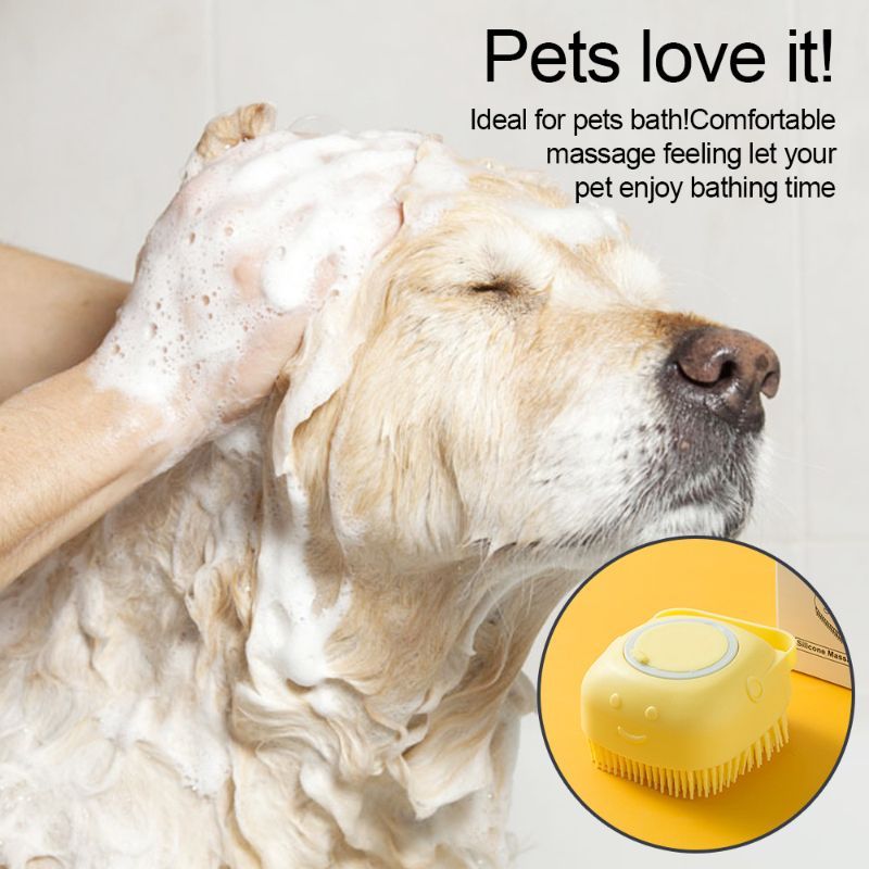 Soft Silicone Dog Brush Pet Shampoo Massager Bath Brush Bathroom Puppycat Washing Massage Dispenser Grooming Shower Brush E-914