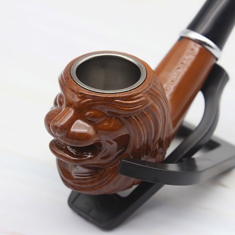 1pc Creative lion head resin tobacco pipe exquisite creation E-1081