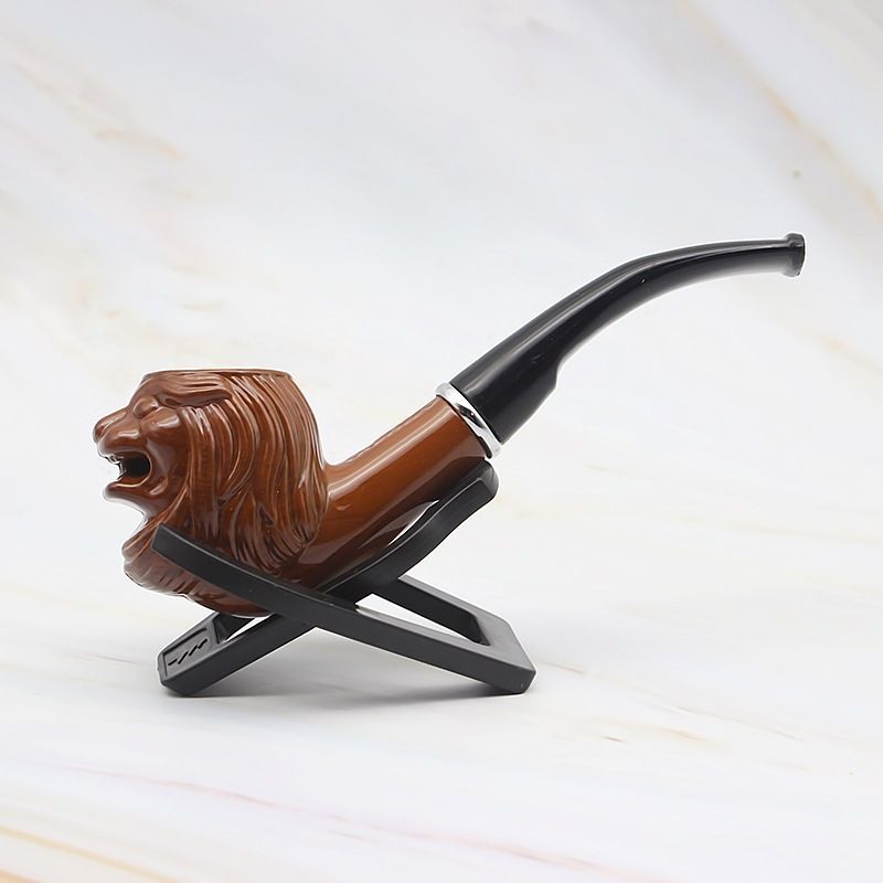 1pc Creative lion head resin tobacco pipe exquisite creation E-1081