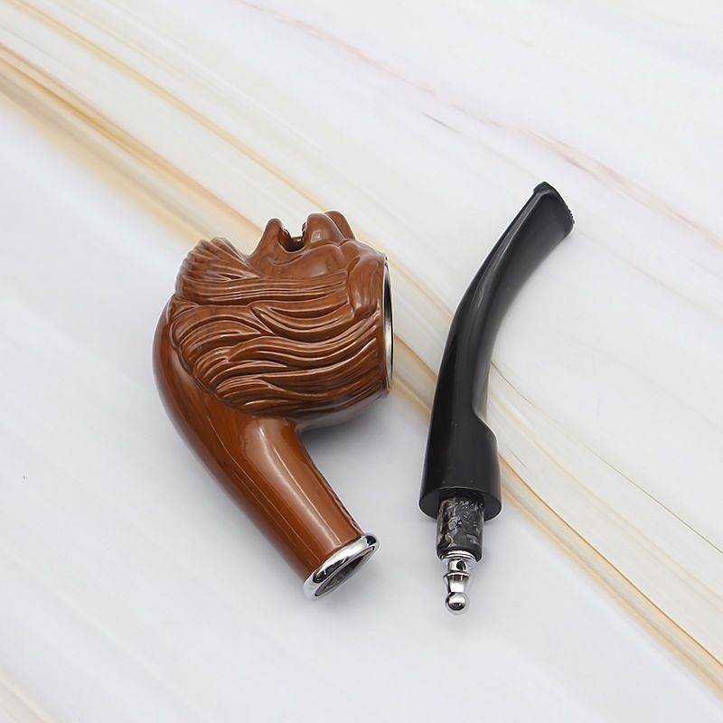 1pc Creative lion head resin tobacco pipe exquisite creation E-1081