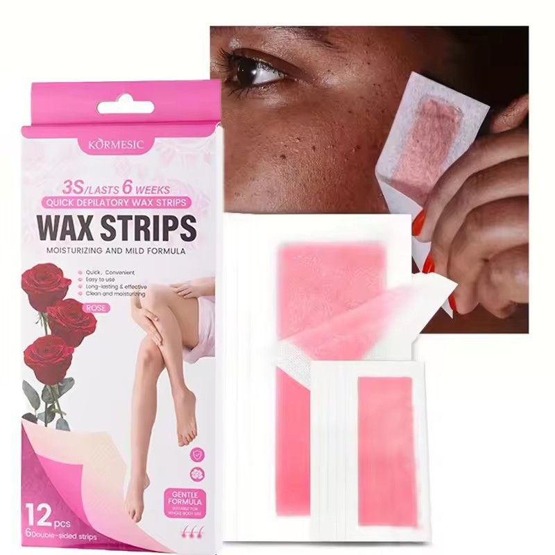 12 Pcs Depilatory Wax Strips Waxing Kit for Women Men Face Leg Arm Body Gentle Non-Irritating Quick Easy Hair Beauty Tools