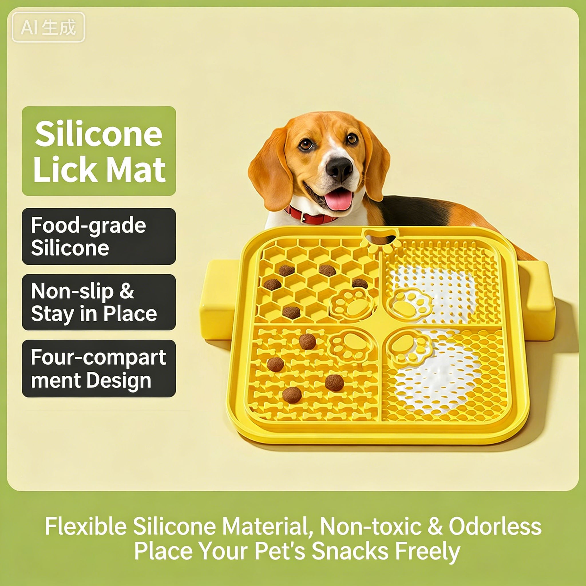 Silicone Material Pet Lick Mat Suction Cup Slow Feeding Design Slow Feeder Bathing Distraction Training Feeder Dog Food Plate