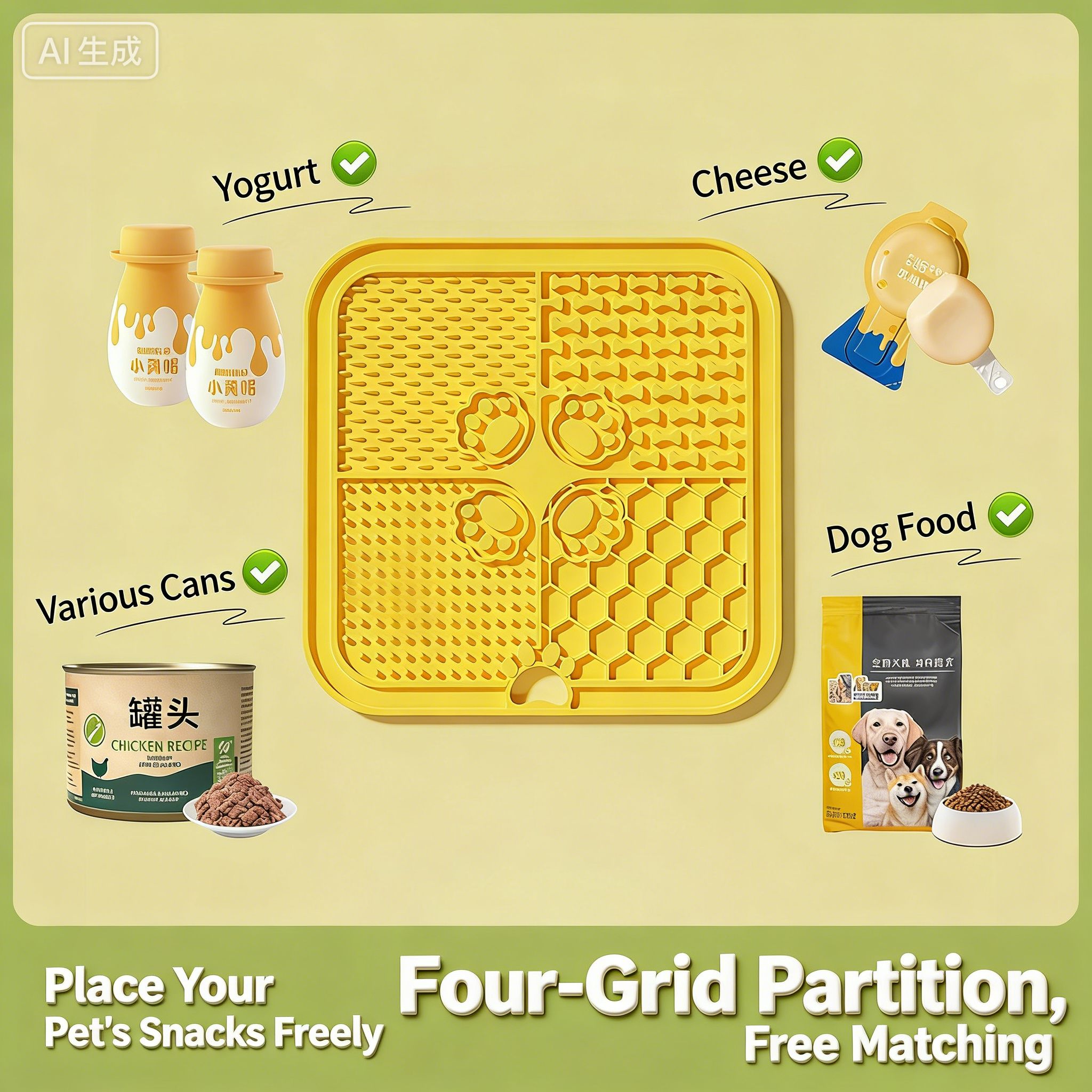 Silicone Material Pet Lick Mat Suction Cup Slow Feeding Design Slow Feeder Bathing Distraction Training Feeder Dog Food Plate