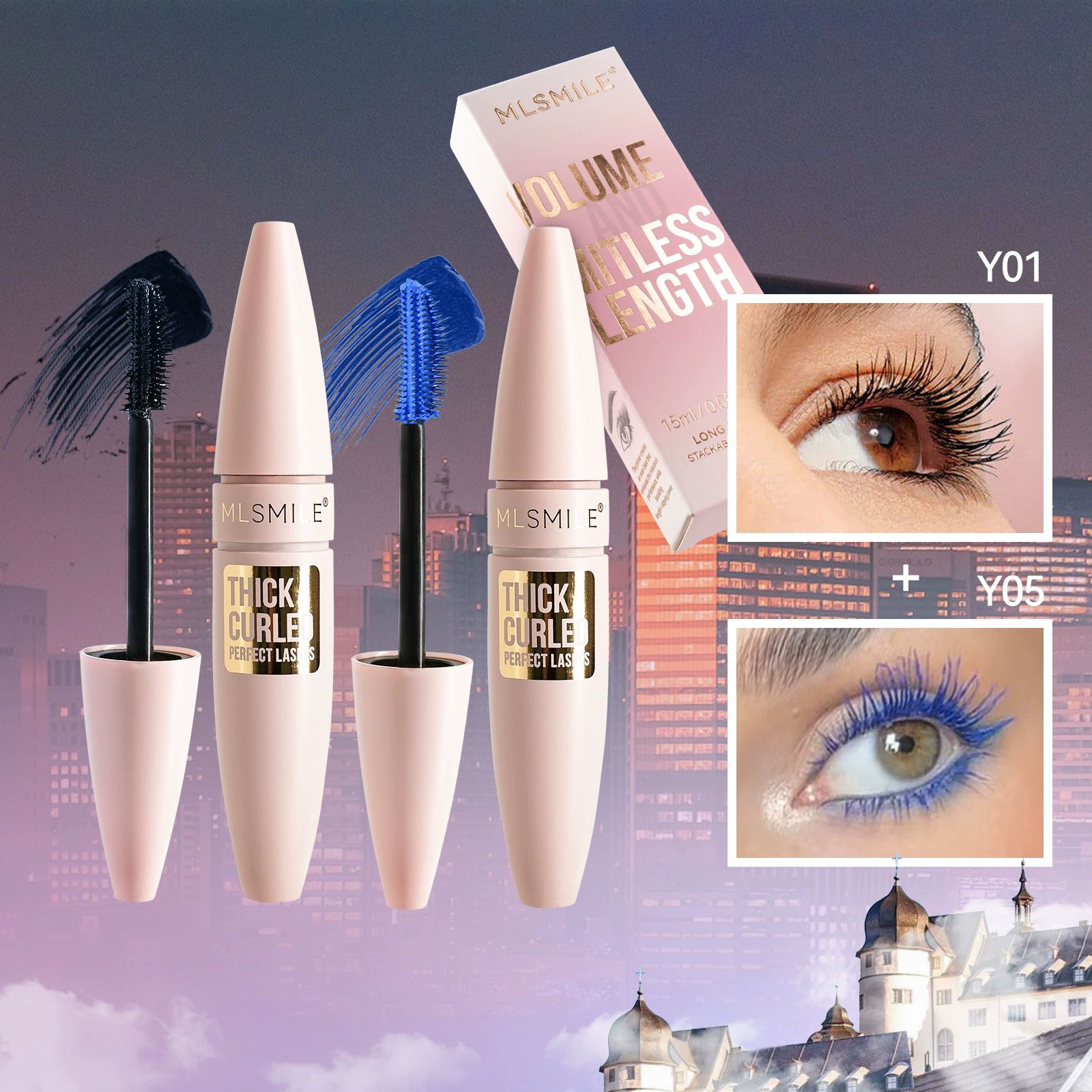 5 Colors Mascara Thick Long Curling Waterproof Liquid Fiber Mascara Long-lasting Mascara Eyelash Extension Large Eye Makeup.