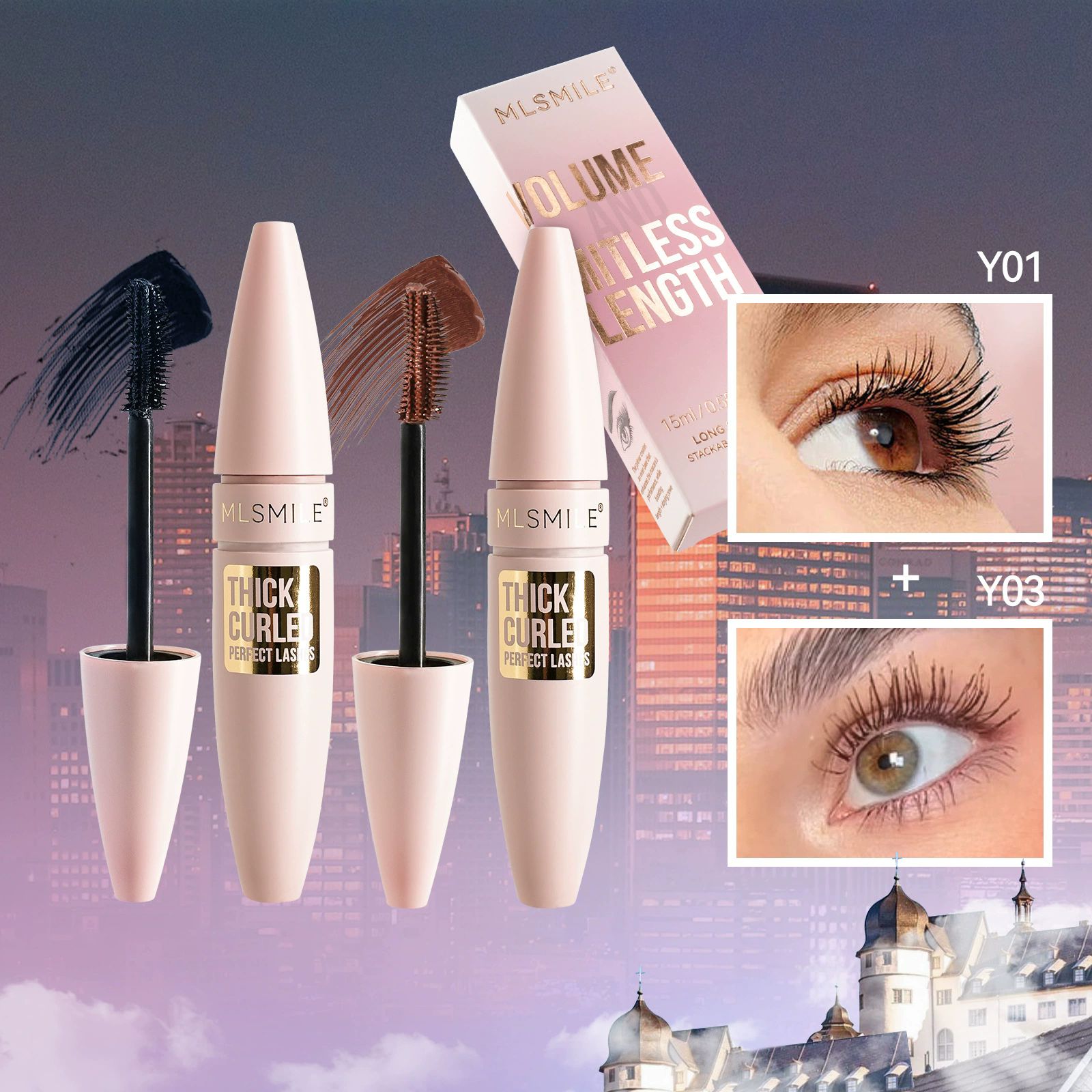 5 Colors Mascara Thick Long Curling Waterproof Liquid Fiber Mascara Long-lasting Mascara Eyelash Extension Large Eye Makeup.