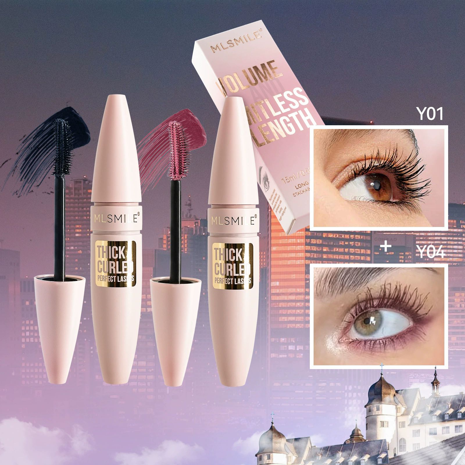 5 Colors Mascara Thick Long Curling Waterproof Liquid Fiber Mascara Long-lasting Mascara Eyelash Extension Large Eye Makeup.