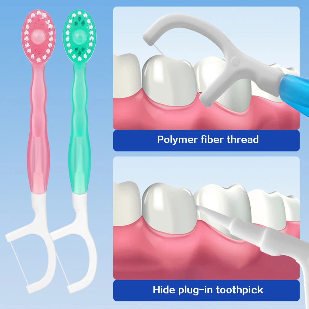 5 in 1 Toothbrush & Floss 12Pcs Mini Toothbrushes with Toothpaste All in one Oral Care Toothpaste and Floss Disposable Travel