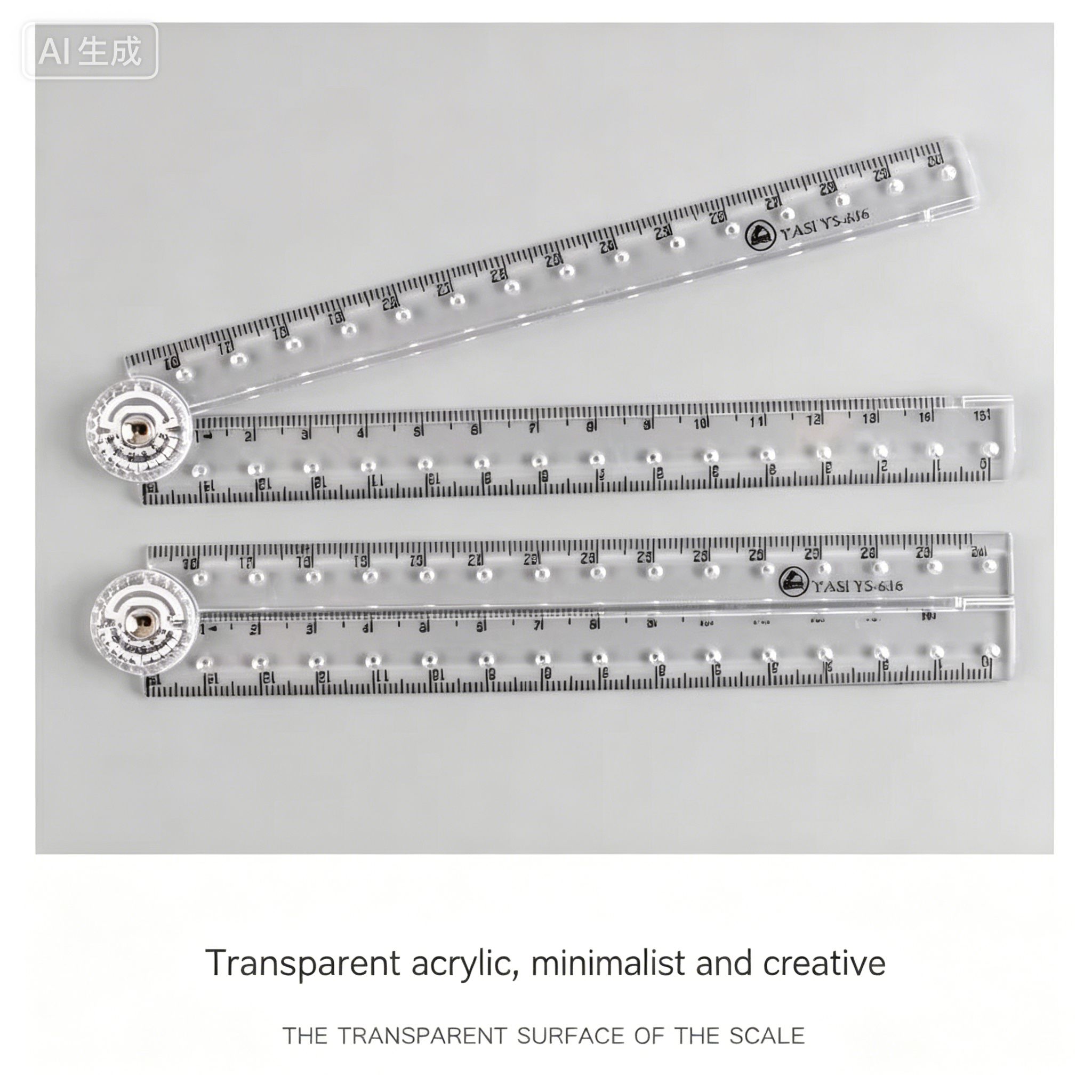 Creative Acrylic Transparent Folding Ruler Simple Scale Plastic Ruler Drawing Ruler for School Office Gadgets Korean Stationery