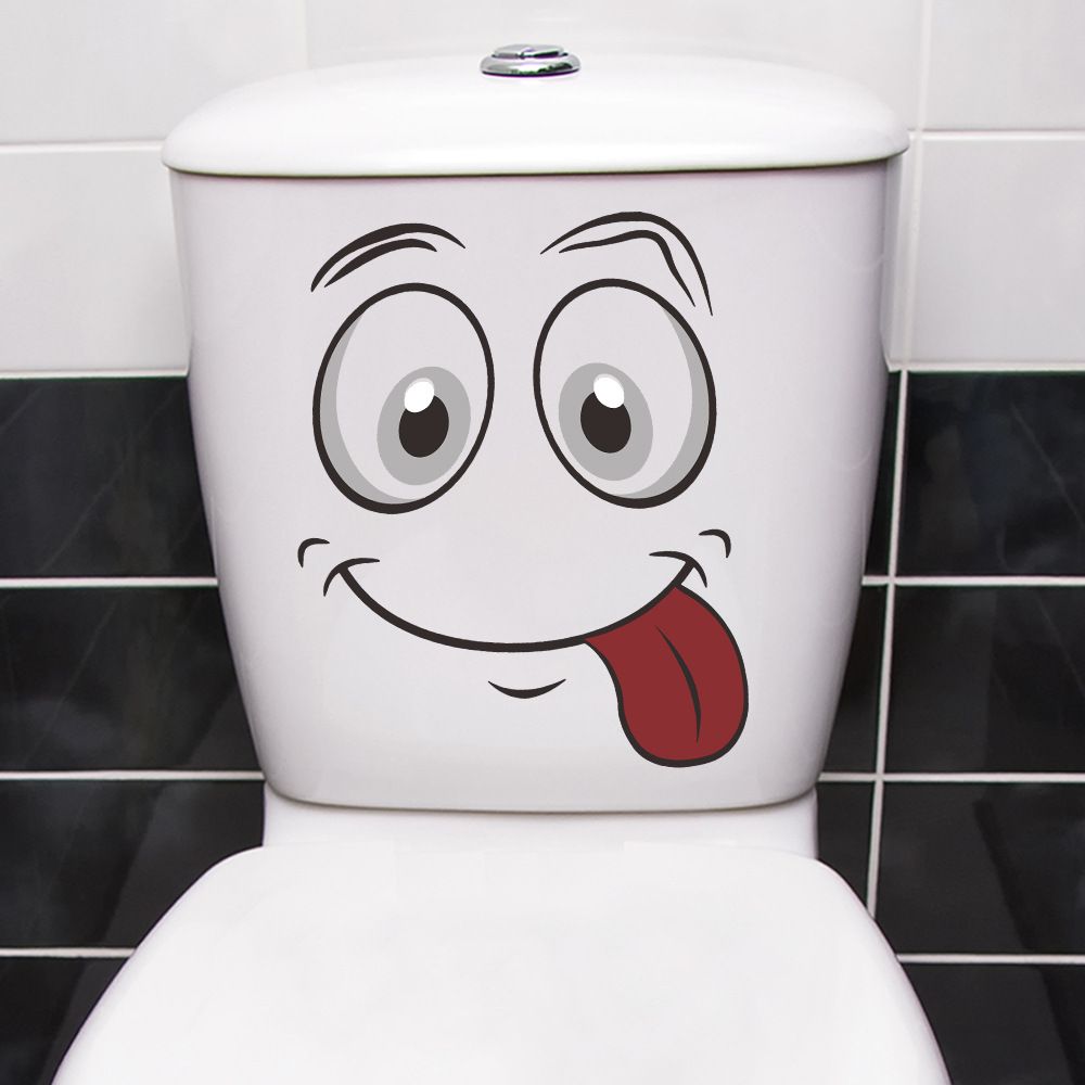 Cartoon smiley face toilet cover decoration wall sticker self-adhesive bathroom toilet sticker