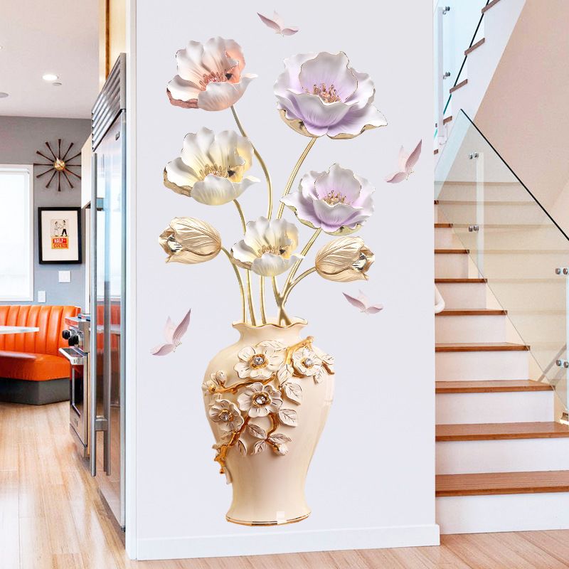 Wall stickers Self adhesive wallpaper 3D three-dimensional wall stickers Tulip wall stickers Horizontal wall decorations