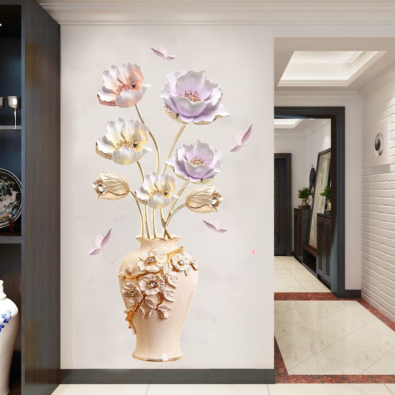 Wall stickers Self adhesive wallpaper 3D three-dimensional wall stickers Tulip wall stickers Horizontal wall decorations