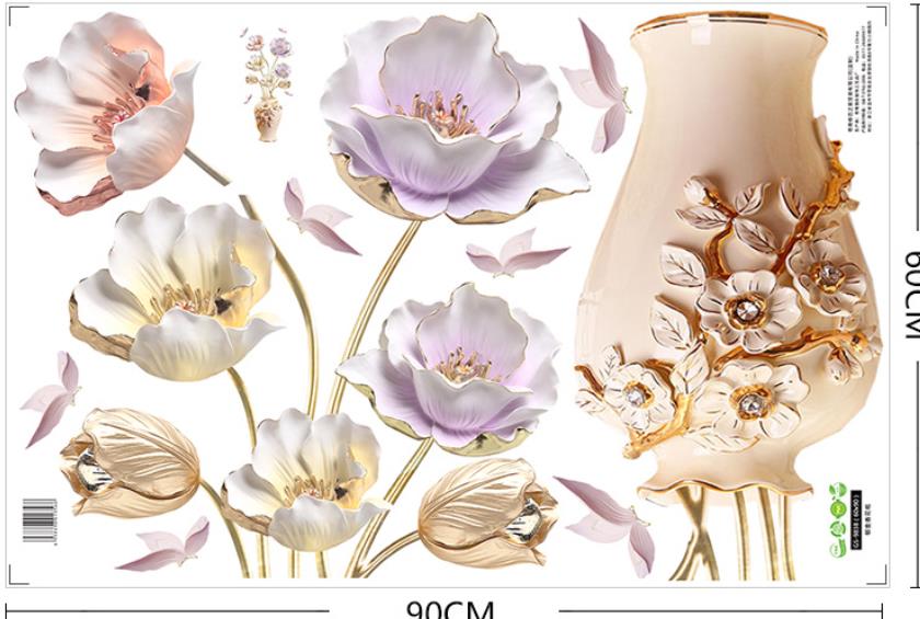 Wall stickers Self adhesive wallpaper 3D three-dimensional wall stickers Tulip wall stickers Horizontal wall decorations