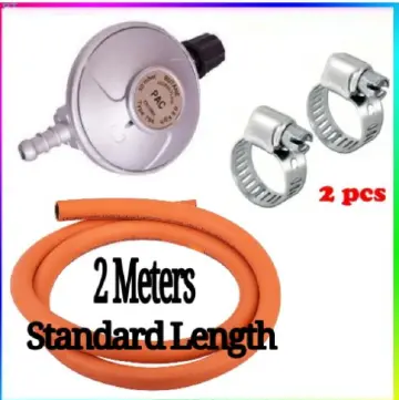 Pac Pressure 6kg Gas Regulator Plus FREE Gas Delivery Hose Pipe 2M & Safety Clips For 2 Meko Tabletop Cooker burner