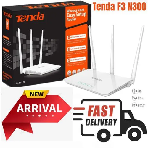ORIGINAL BRAND NEW EDITION TENDA F3 N300 300Mbps Wireless WIFI Router .Tenda Tenda-F3 WiFi Router Wireless Easy Setup High-Speed Internet Coverage with Three External Antennas Reliable Home