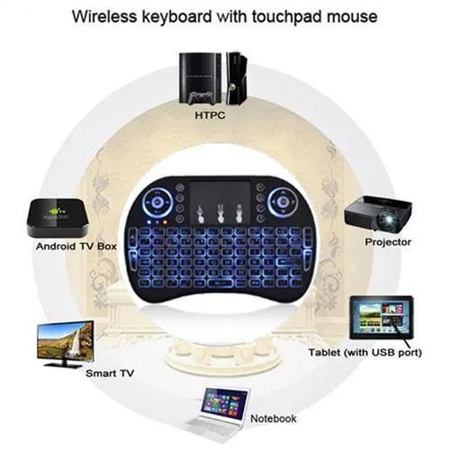 GET NEW VERSION Smart TV & Android Tv Box Wireless Mini Keyboard 2.4G with TouchPad Mouse, Universal Remote - Black(2.4GHz Mini Wireless BLUETOOTH Keyboard With Touchpad LED Backlit FOR TV PC)