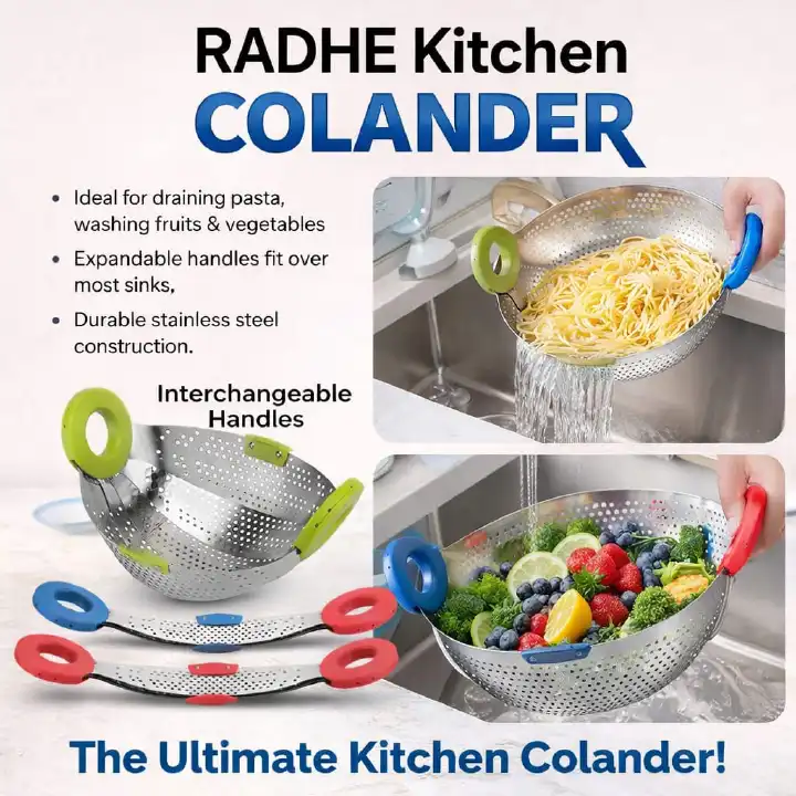 🥣✨ SPECIAL OFFER 🔥 ✨ Radhe Kitchen Colander ✨ Make washing and draining fruits, vegetables, pasta, and more quick, clean, and effortless with the Radhe Kitchen Colander