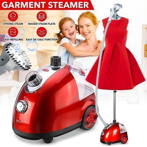 SK-4002 Stand Alone Garment Steamer – 1.6L Powerful steam output removes wrinkles quickly and easily, Safe for most fabrics including cotton, silk, polyester, and suits.