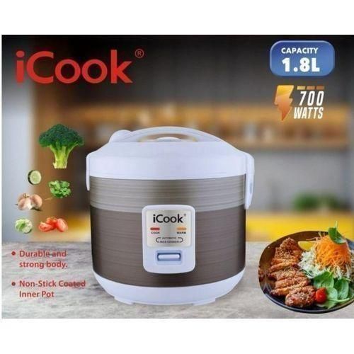 iCook 1.8 Litres Rice Cooker – Automatic Electric Rice Cooker with Keep Warm Function, Automatic cooking with keep-warm function for convenience,Non-stick inner pot for easy cooking and quick cleaning