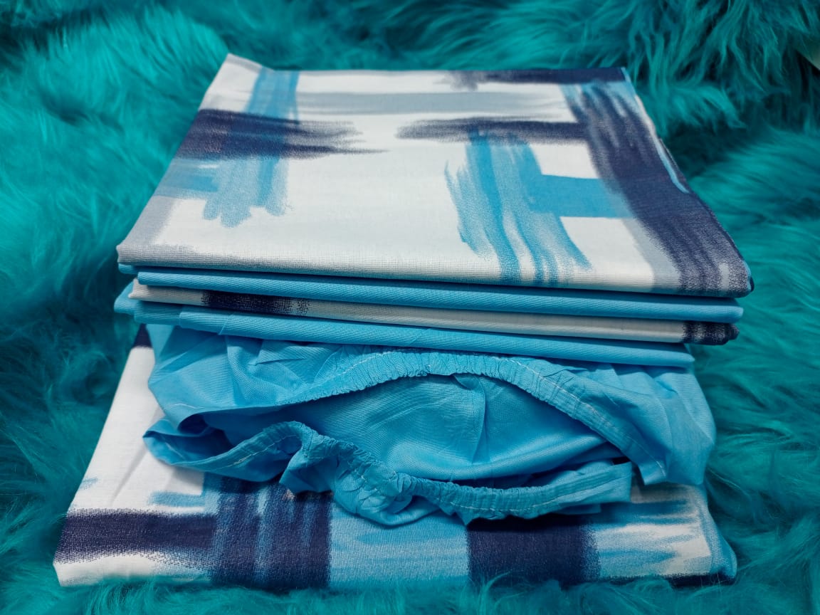 6 Pieces Mix & Match 6x7 Bedsheets Set – Pattern & Plain Fitted Bedsheet with Pillowcases, Includes 1 patterned bedsheet and 1 plain fitted bedsheet, Comes with 4 matching pillowcases.