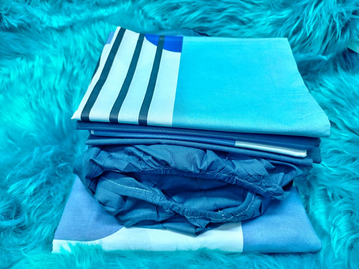 6 Pieces Mix & Match 6x7 Bedsheets Set – Pattern & Plain Fitted Bedsheet with Pillowcases, Includes 1 patterned bedsheet and 1 plain fitted bedsheet, Comes with 4 matching pillowcases.