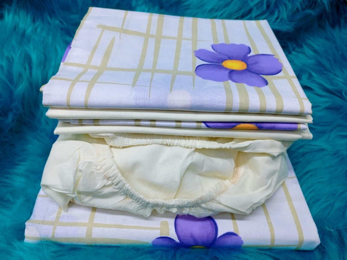 6 Pieces Mix & Match 6x7 Bedsheets Set – Pattern & Plain Fitted Bedsheet with Pillowcases, Includes 1 patterned bedsheet and 1 plain fitted bedsheet, Comes with 4 matching pillowcases.