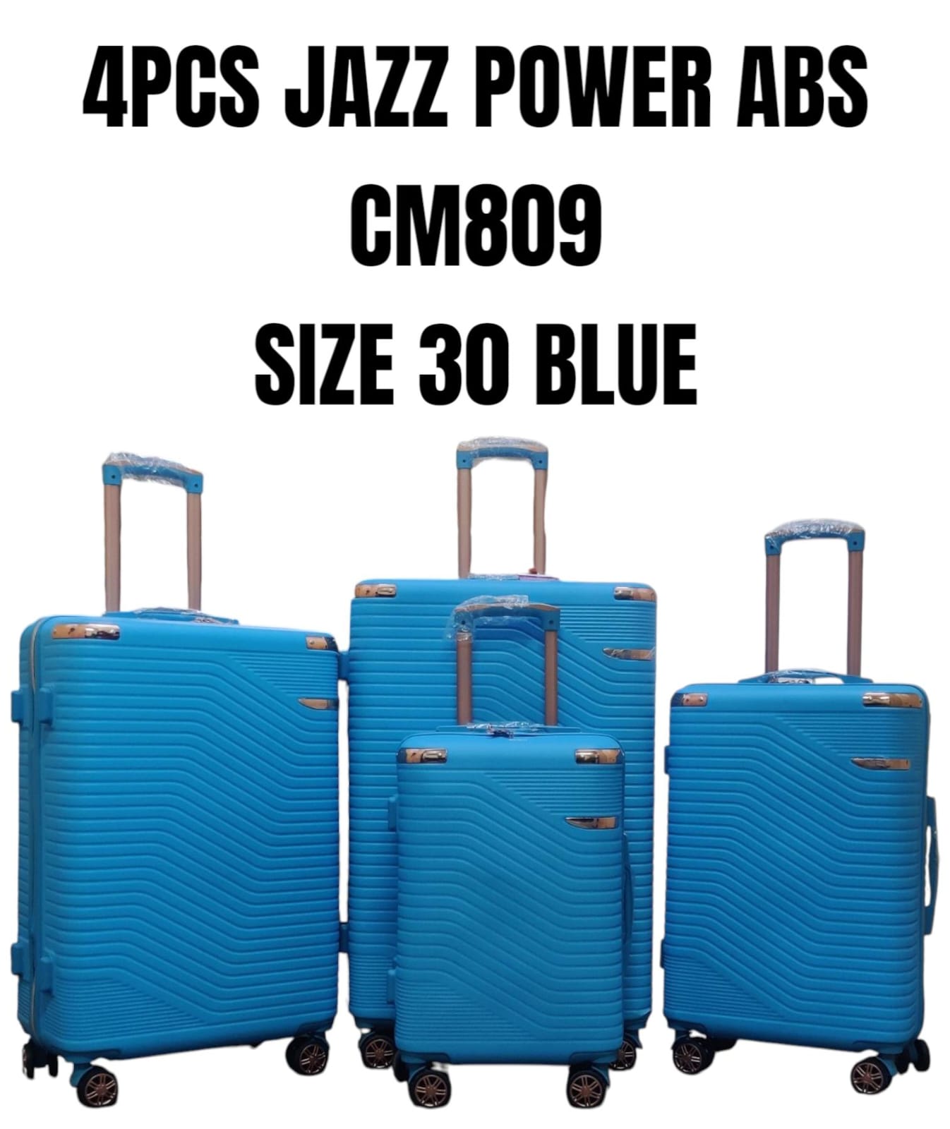 HARD SHELL SUITCASES| 4 PCS Jazz Power ABS Fiber Hard Shell Suitcase Travel Set – Durable Spinner Luggage with Telescopic Handle, Secure zip closure with organized interior compartments.