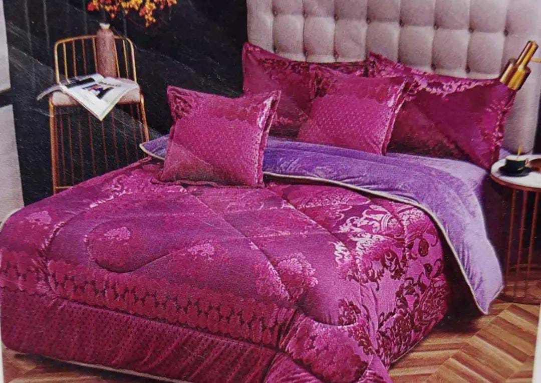 Luxurious Silk Duvet Set – 6x7, 1 pc duvet, 1pc bedsheet, 2 pcs pillow cases, 2 pcs throw pillow cases, Durable and easy to maintain for long-lasting comfort, Perfect gift idea for weddings, house.