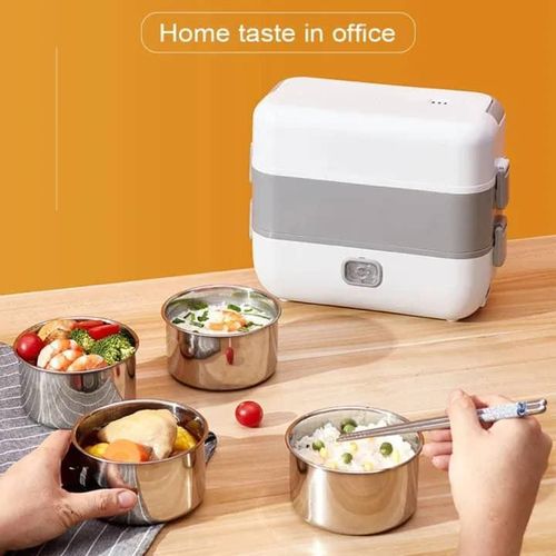 4 Slot Portable Electric Heating Lunch Box Food Warmer| Marado Electric Cooking Lunch Box & Warming Pot – 2.2L Portable Food Heater, Easy one-button operation for convenient heating.