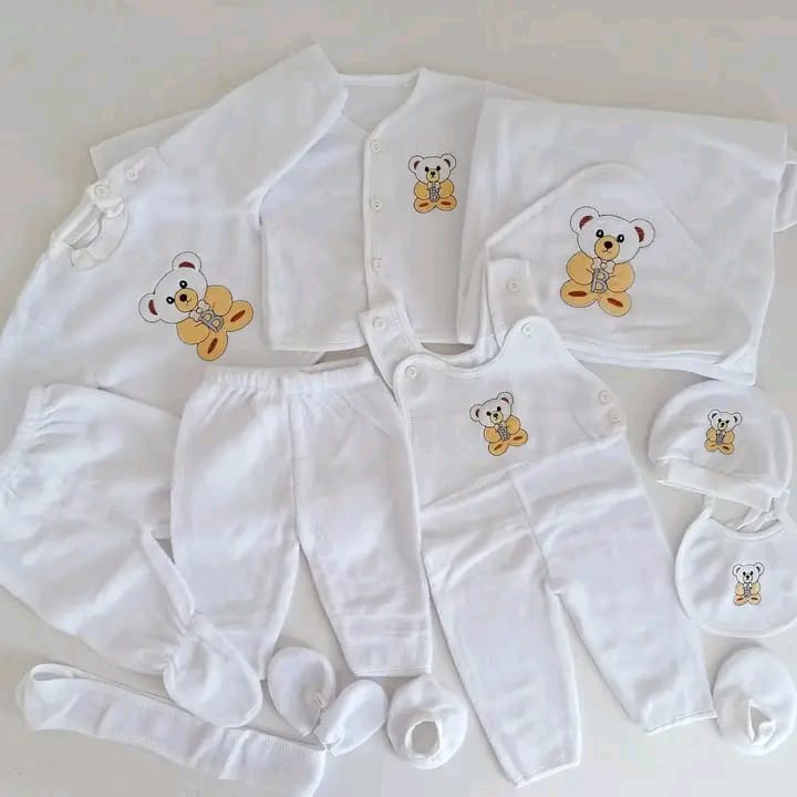 11‑Piece Baby Receiving Clothes Set – Soft & Comfortable Newborn Outfit, Made from soft, breathable, and gentle fabric for newborns, Perfect for hospital coming home or everyday wear.