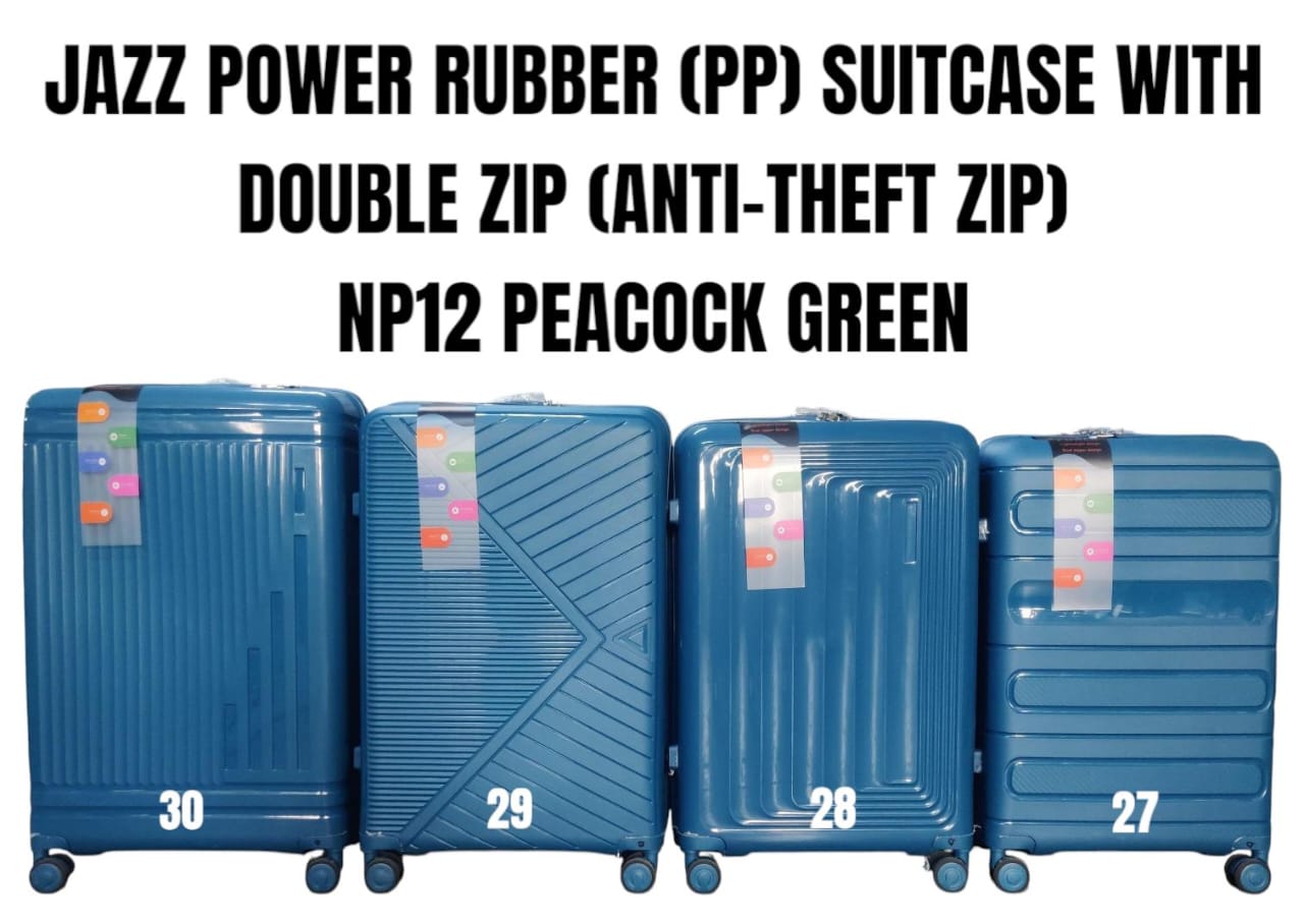 MODERN SUITCASES. JAZZ Power Rubber (PP) Suitcase Set with Double Anti-Theft Zipper –Comes as a set of 3 suitcases  Large, Medium & Small.