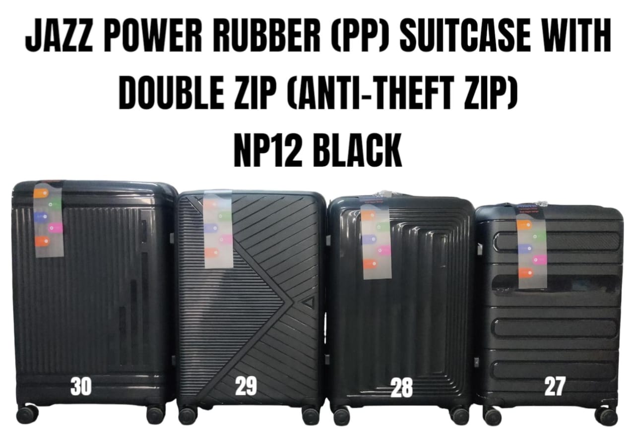MODERN SUITCASES. JAZZ Power Rubber (PP) Suitcase Set with Double Anti-Theft Zipper –Comes as a set of 3 suitcases  Large, Medium & Small.