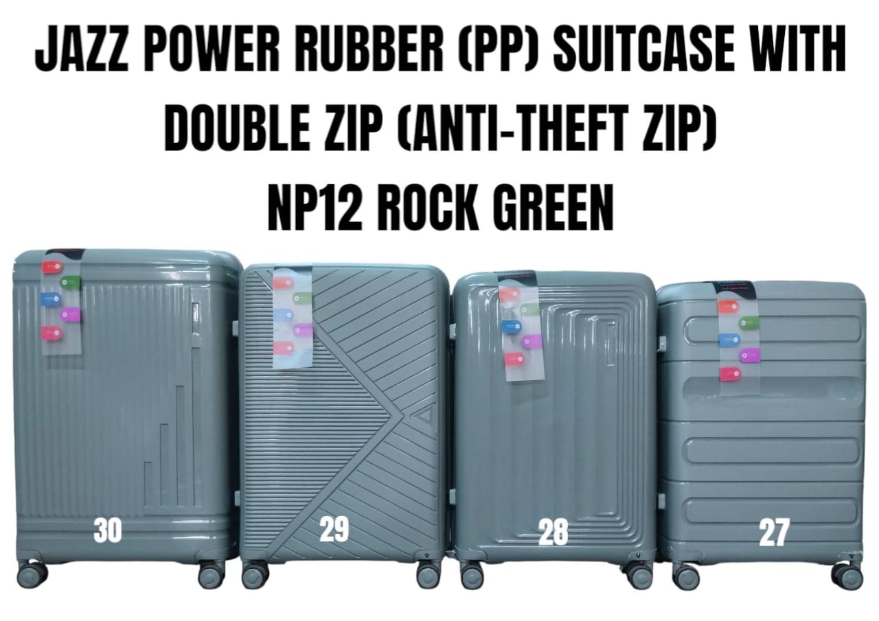 MODERN SUITCASES. JAZZ Power Rubber (PP) Suitcase Set with Double Anti-Theft Zipper –Comes as a set of 3 suitcases  Large, Medium & Small.