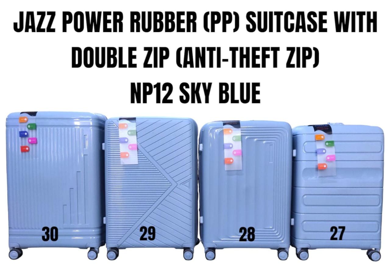 MODERN SUITCASES. JAZZ Power Rubber (PP) Suitcase Set with Double Anti-Theft Zipper –Comes as a set of 3 suitcases  Large, Medium & Small.