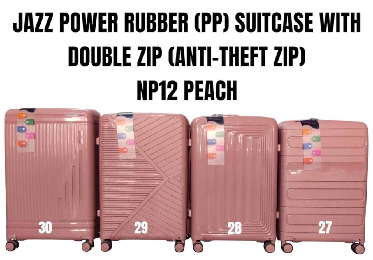 MODERN SUITCASES. JAZZ Power Rubber (PP) Suitcase Set with Double Anti-Theft Zipper –Comes as a set of 3 suitcases  Large, Medium & Small.