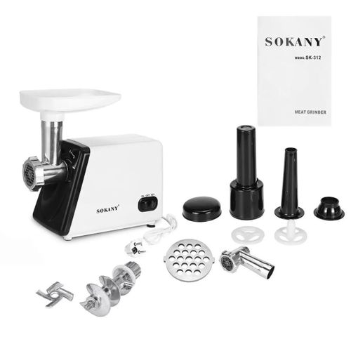 Sokany Meat Mincer 2500 Watts – SK-312 Powerful Electric Grinder,  Durable stainless steel blades for smooth and fast performance, Multiple grinding plates for coarse, medium, and fine textures.